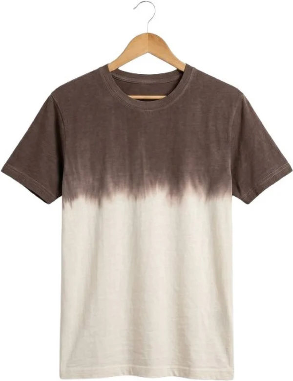 Brown Dip-Dyed Crew Neck T-Shirt